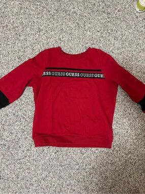 GUESS Red Sweatshirt with Black Logo Stripe